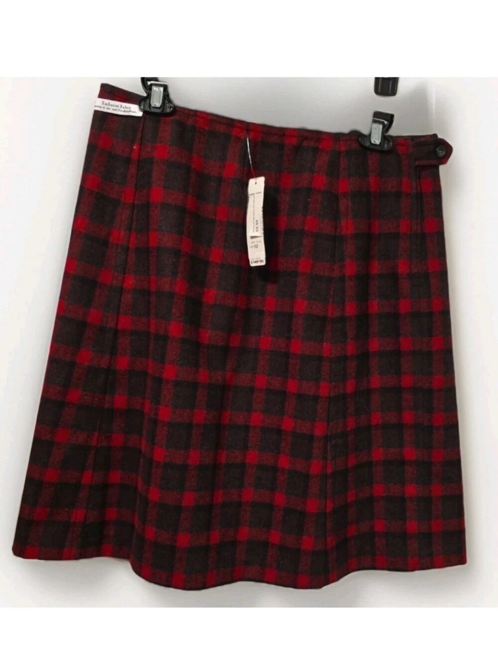 Pendleton Vintage Christmas Plaid Wool Pencil Lined Skirt sz 12 Red/Black Nwt